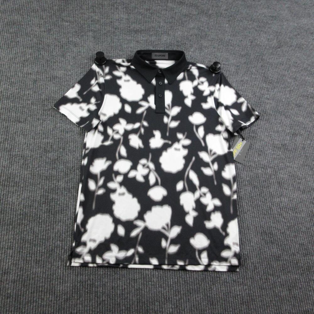 G/FORE Polo Shirt Mens S Black Blur Floral Tech Jersey UPF 50+ Golf NWT